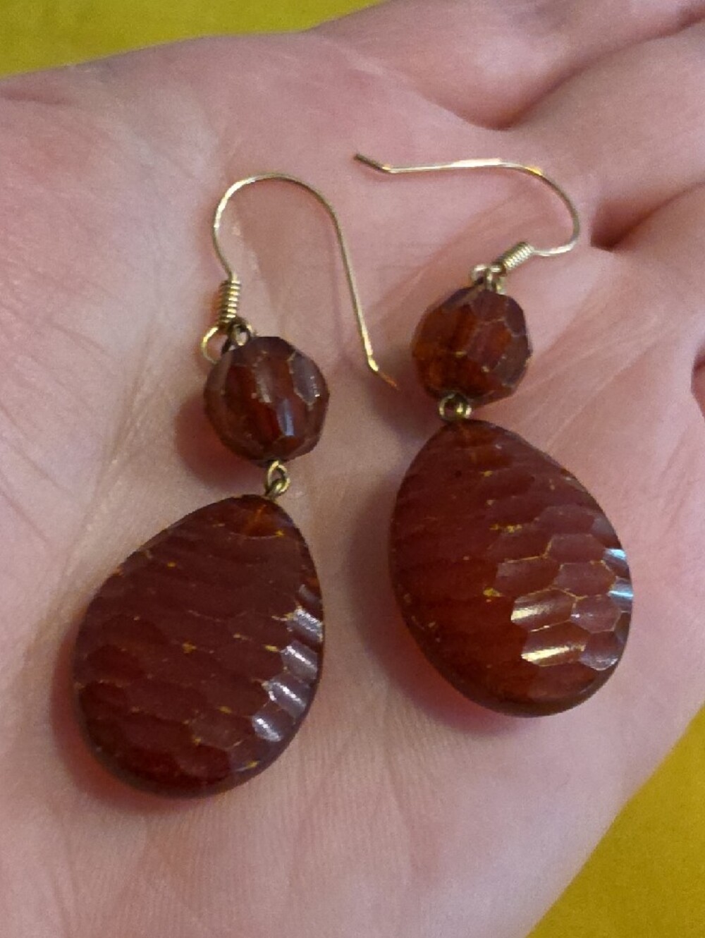 Vintage Cherry Amber Two-Tier Drop Earrings - Black Light Tested 🔦